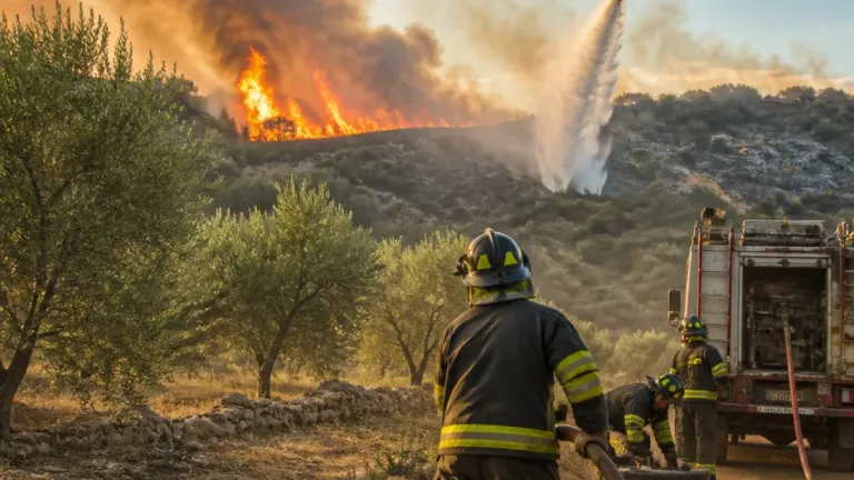 Ascoli Piceno: vasto incendio tra Poggio di Bretta e Vallesenzana, intervento di 15 vigili del fuoco