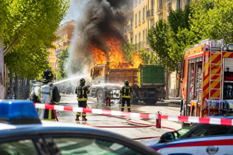 Autocarro in fiamme in via Roma, intervento dei vigili del fuoco ad Avellino