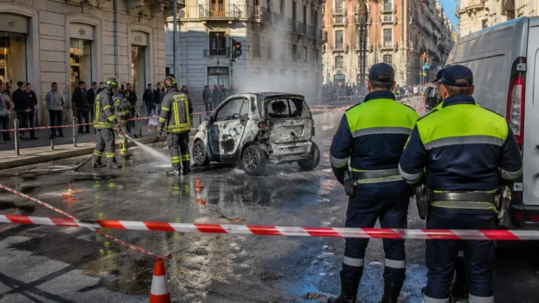 Bari, minicar elettrica prende fuoco in centro: via Imbriani chiusa, nessun ferito