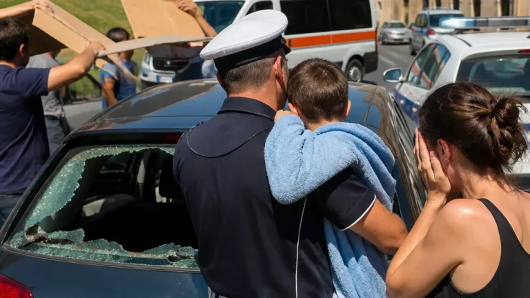 Bimbo di 2 anni resta chiuso in auto a Cittadella: agenti rompono il vetro e lo salvano