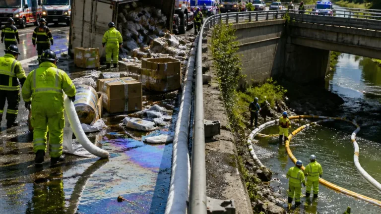 Camion si ribalta sulla A7: fuoriuscita di vernici e solventi nello Scrivia, autostrada bloccata