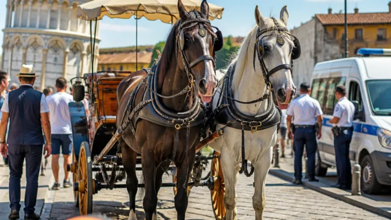 Denuncia sui cavalli delle carrozze a Pisa: polemica sulla sospensione del servizio col caldo