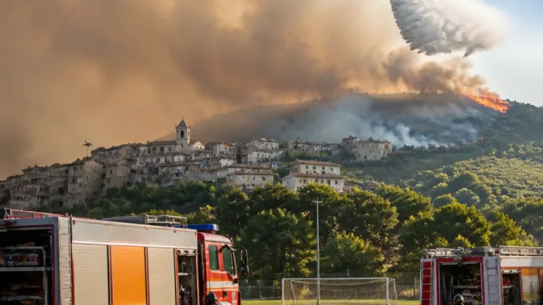 Fiamme sui Monti Dauni: il rogo di Alberona si riaccende, fumo sul borgo