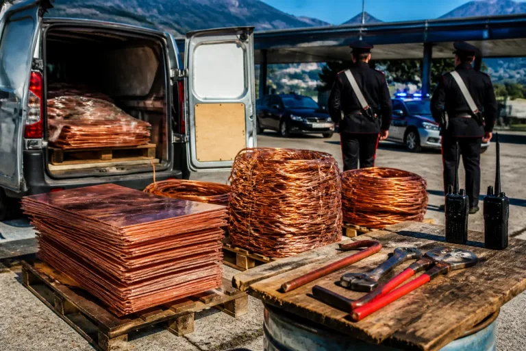 Furti di rame: due arresti dopo indagini partite dalla provincia, sequestrati 37 quintali