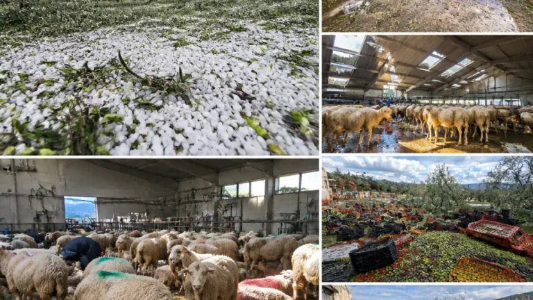 Grandinata distruttiva tra Cingoli e Sarnano: oliveti devastati e centinaia di pecore ferite