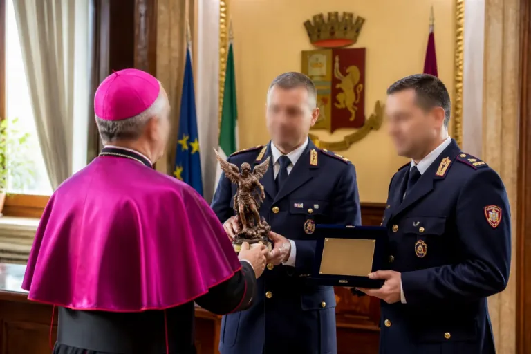 Il vescovo di Pavia visita la Questura: donati a Polizia effigie e targa per la sicurezza