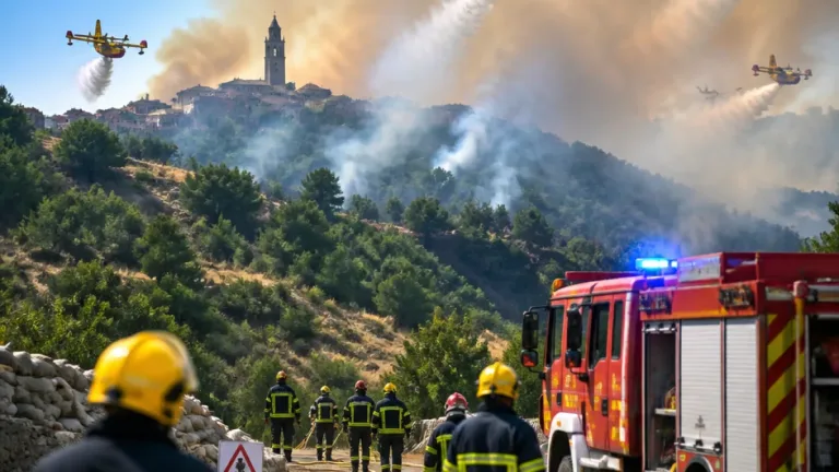 Incendio a Baiano di Spoleto: fiamme vicino alle case, attivi mezzi aerei e squadre a terra