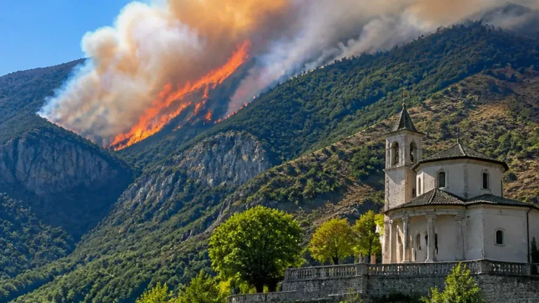 Incendio in alta Valsessera: fiamme scendono verso il santuario del Cavallero, notte di apprensione