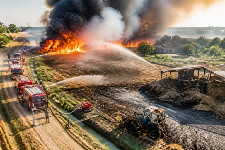 Incendio in campo vicino a Massa Lombarda: fiamme minacciano un'abitazione, dramma sfiorato