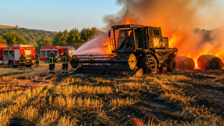 Isernia, incendio a Macchiagodena: a fuoco una mietitrebbia e il campo circostante