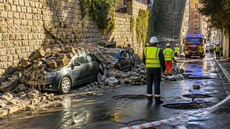 Maltempo a Trieste: muro crollato e strade bloccate, decine di interventi in città