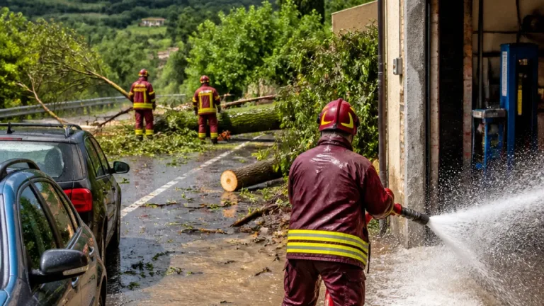 Maltempo in provincia di Arezzo: piante cadute, allagamenti e allerta valida fino alle 14