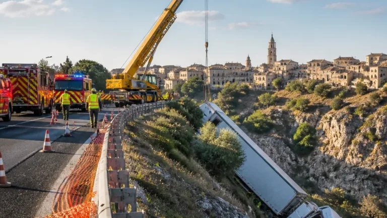 Matera, tir sfonda le barriere sulla SS7 e precipita: muore un autotrasportatore