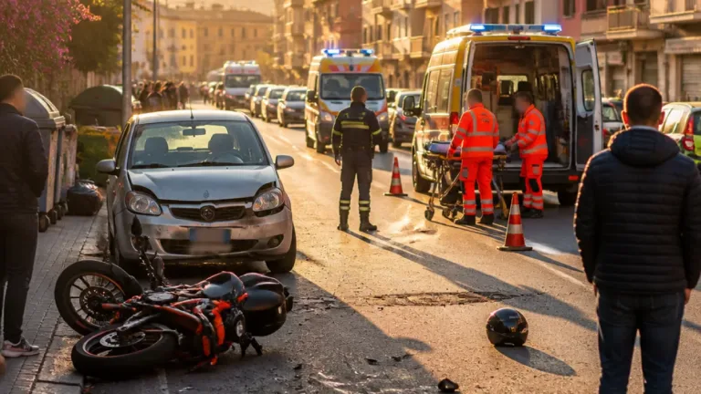 Messina, scontro auto-moto a Minissale: centauro ferito e traffico bloccato in via Adolfo Celi