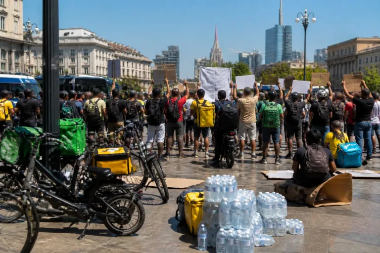 Milano, rider in protesta: «Morire di caldo o morire di fame», sindacato chiede tutele concrete