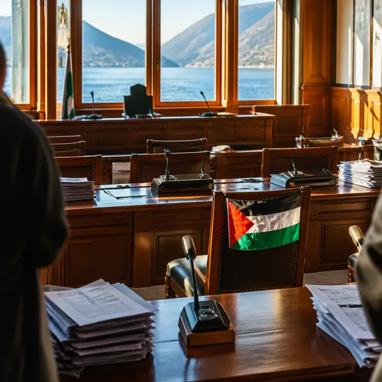 Tensione in consiglio a Riva del Garda: consigliere di maggioranza espone la bandiera palestinese