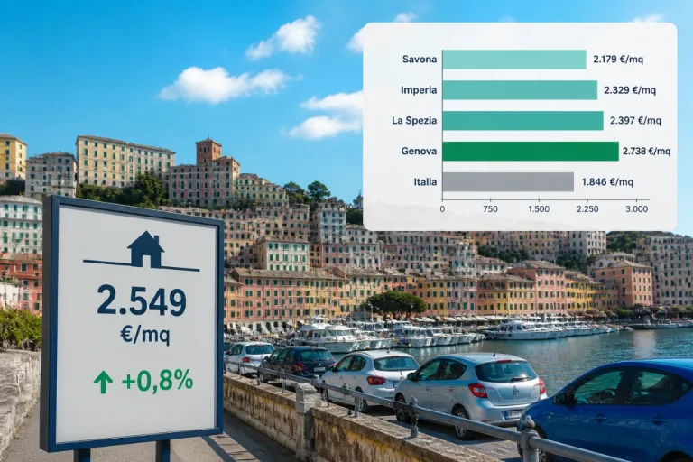 Prezzi delle case in Liguria: Genova e Imperia spingono la crescita, regioni sopra la media nazionale