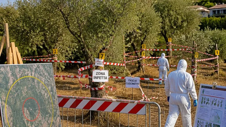 Primo focolaio di Xylella in Calabria: sette olivi positivi e aree delimitate a Taurianova