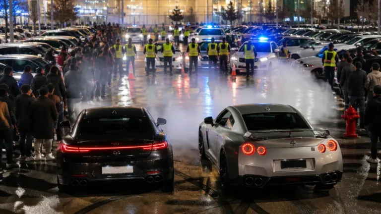 Raduno di auto degenera: drifting e corse nel parcheggio, intervento interforze a Castiglione