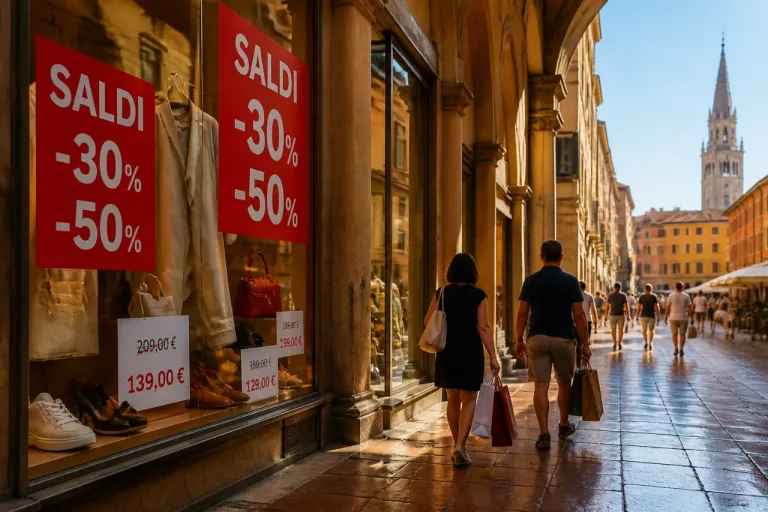 Saldi estivi al via a Modena: spesa media a 209 euro, allarme sui presaldi