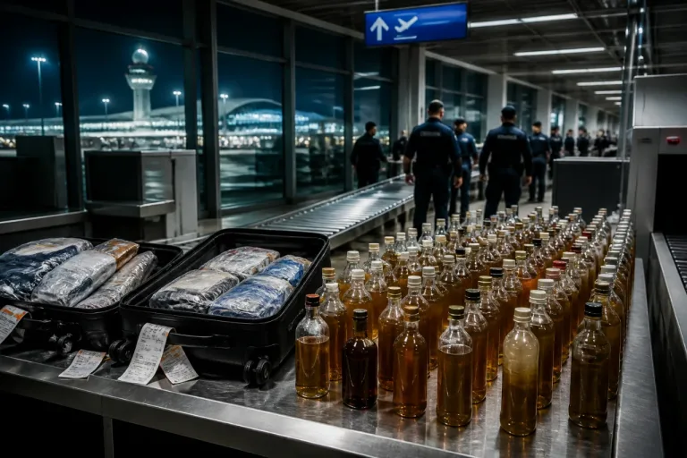 Sequestro all'aeroporto di Bologna: oltre 130 litri di droga liquida, un arresto