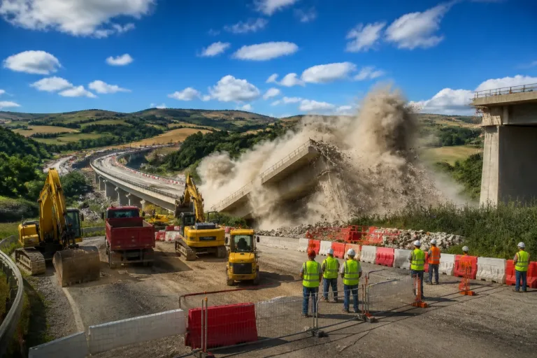 Siena, demolito il viadotto «San Lorenzo» nel cantiere per il raddoppio della E78