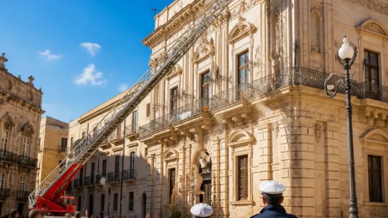 Siracusa, pezzi di intonaco cadono da Palazzo Vermexio: intervengono i vigili del fuoco