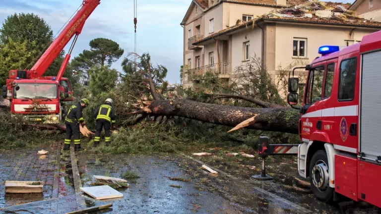 Temporale e vento forte: oltre 100 interventi, un vigile ferito e una Rsa isolata a Calambrone