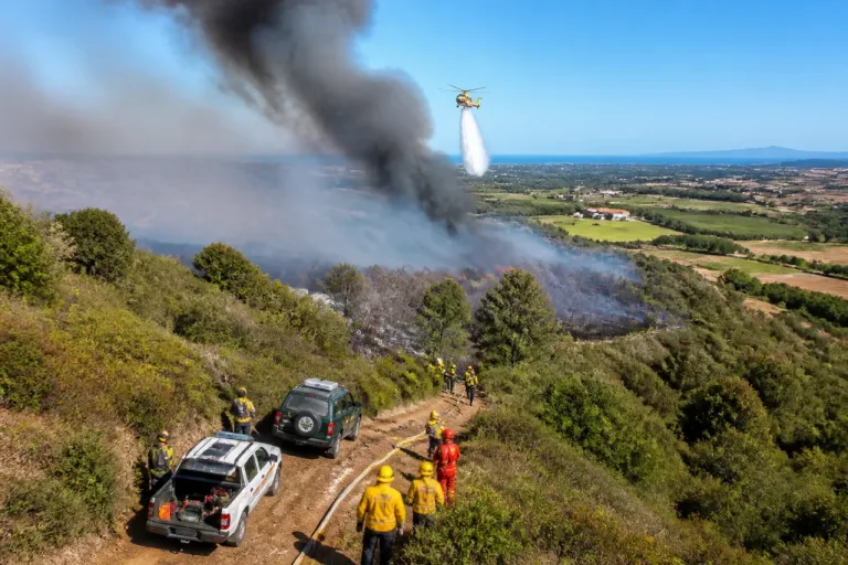 Vasto incendio ad Allumiere: fiamme domate prima delle aziende agricole