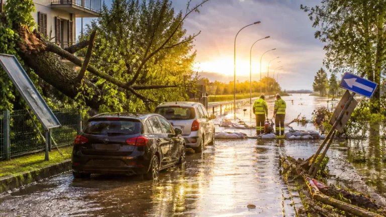 Violento temporale mattutino: mezz'ora di pioggia intensa e raffiche, danni nella Bassa