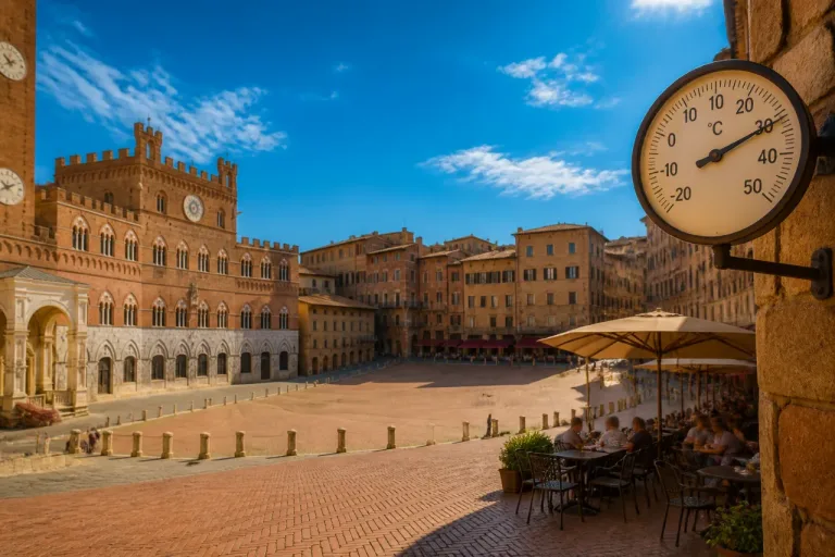 Weekend caldo a Siena: sole, picchi di 33 °C e qualche nube passeggera