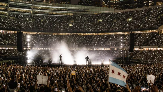 Chicago crowd greets Kid Cudi and Kanye West reunion at Soldier Field amid controversy