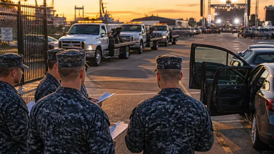 Norfolk sailors say about 90 cars were towed from Naval Station during concert