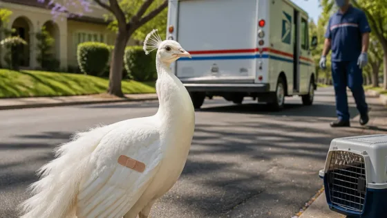 Pasadena officials probe after beloved white peacock injured in reported postal worker incident