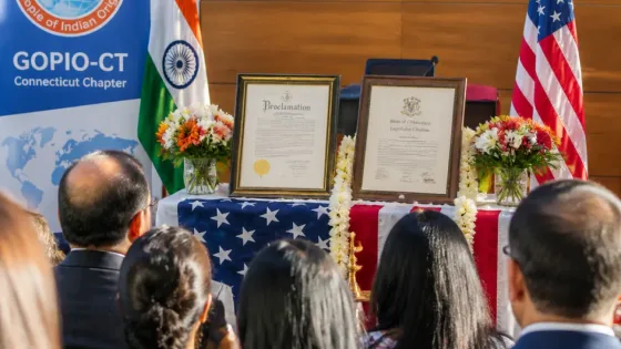 Stamford leaders honor GOPIO-CT as India Day observance marked in city