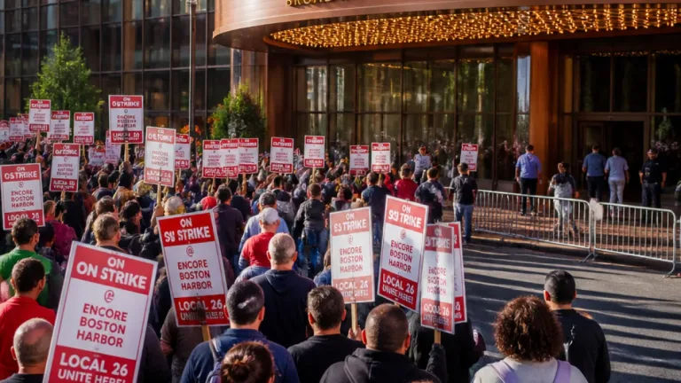 Boston-area casino strike halts 1,300 workers at Encore Boston Harbor amid wage, health care fight