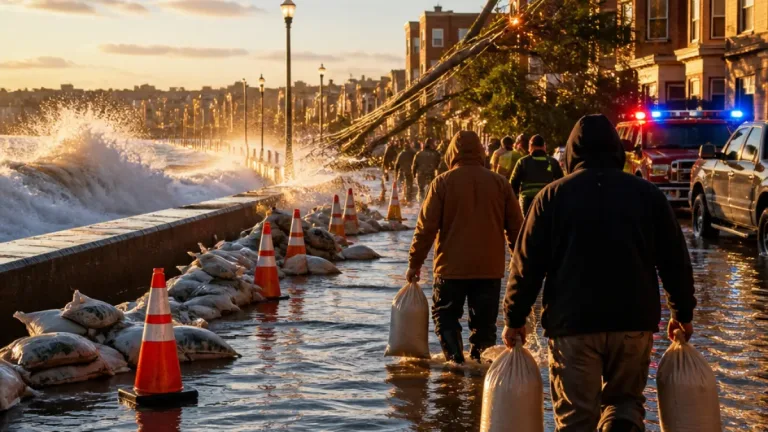 Boston issues coastal storm warning as rare early nor’easter brings flood, outage risks