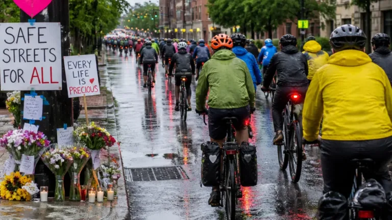 Burlington riders gather in rain to honor teen and press for safer streets
