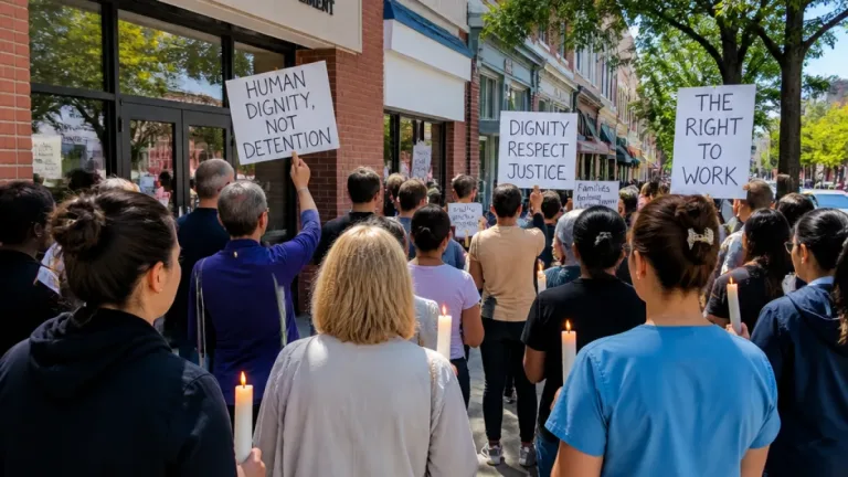 Dozens rally in St. Albans for detained Ugandan asylum seeker who worked at UVM Medical Center