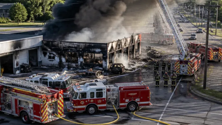Massive blaze levels Richmond auto shop; state fire marshal opens investigation