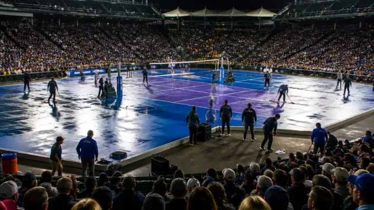 Moisture forces suspension of Missouri-Nebraska volleyball at Wrigley Field