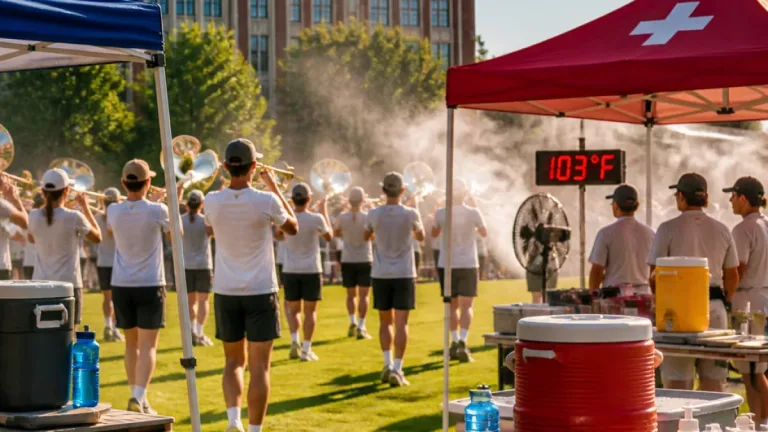 OU marching band adapts rehearsals, medical support as triple‑digit heat persists