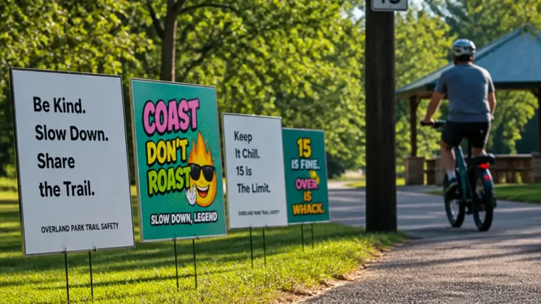 Overland Park uses memes, 'aura points' on 160 signs to promote e-bike safety