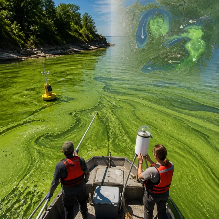 Researchers study airborne and waterborne risks from massive Lake Erie algal bloom