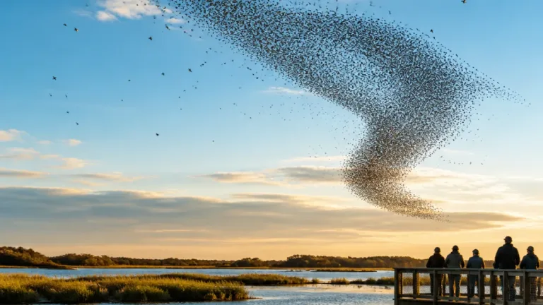 Thousands of tree swallows form a dramatic 'birdnado' over Parker River refuge