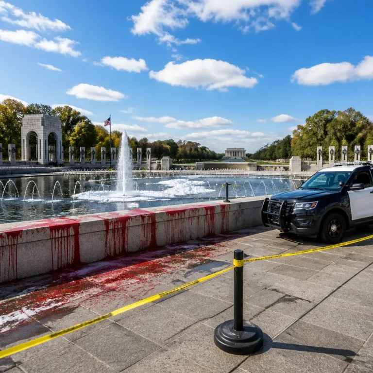 Woman booked on felony charges after vandalism at World War II Memorial