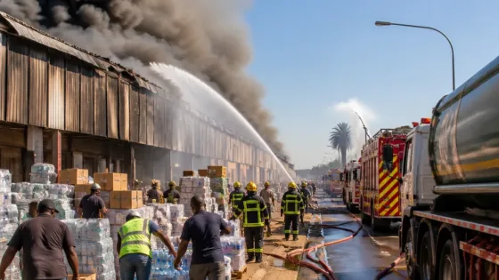 Community teams join fire response at Boksburg Cash & Carry