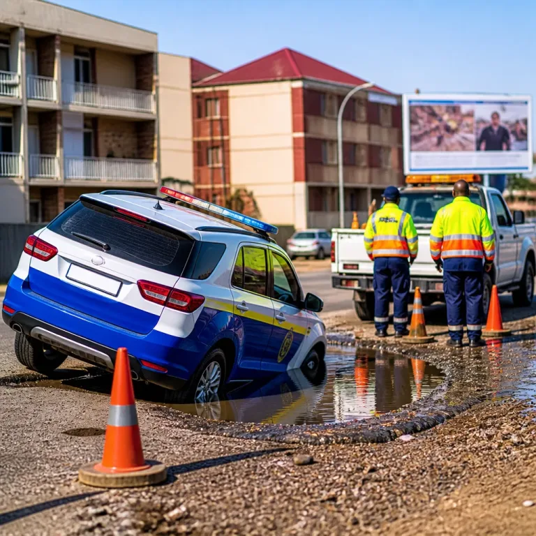 SAPS vehicle falls into pothole days after Nelson Mandela Bay launches R60m repair drive