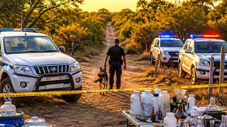 Man arrested after suspected meth lab found on Klipvoorstad farm; three suspects still at large