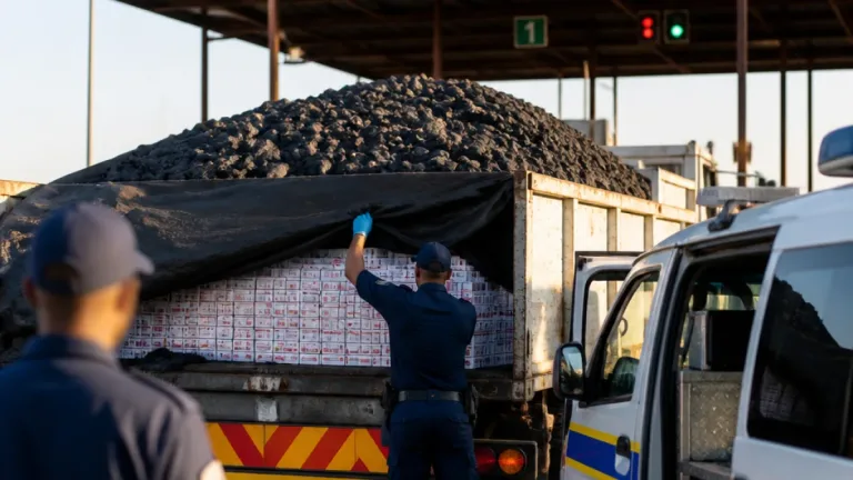 Two arrested at Groblersbrug after nearly R2-million of illicit cigarettes found under coal load